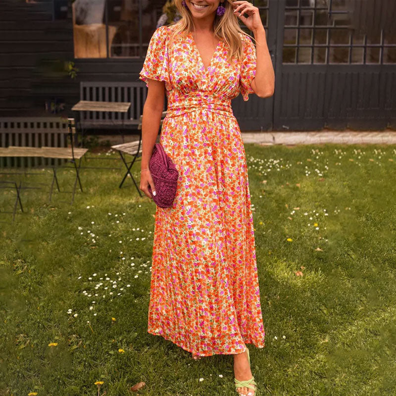 Emily | Classic V-Neck Floral Dress