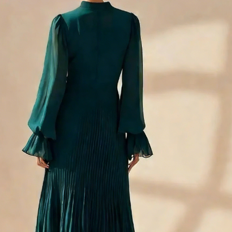 Womens Keyhole Neckline Ruffled Midi Dress