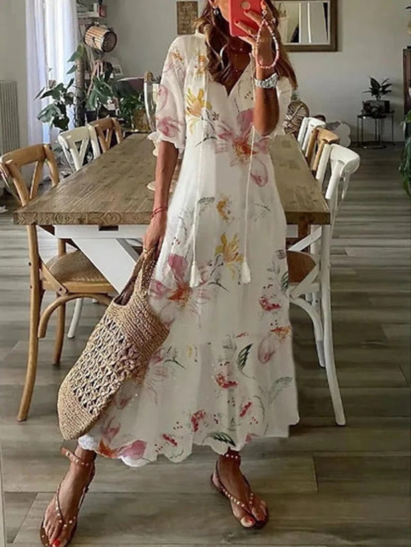 SASCHA | BOHO VINTAGE V-NECK SUMMER DRESS